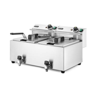 Ruční fritéza s vypouštěcím kohoutem, 2 × 8 l, HENDI, Profi Line, 16L, 230V/7000W, 610x515x(H)369mm | 209301